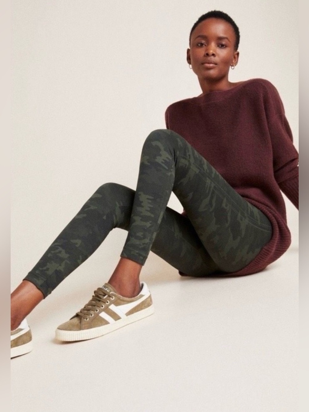 Spanx Look At Me Now High Waisted Stretch Leggings Pants, Camo Green Size Small